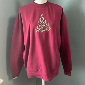 Vintage Christmas Tree Sweatshirt Applique 1990s Size Large